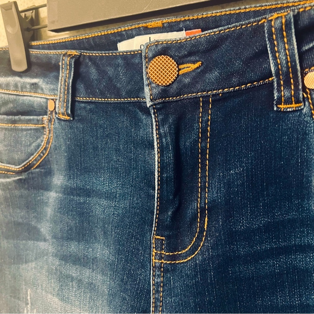 CABI 4 WOMENS DARK BLUE SKINNY STRETCH DISTRESSED SOFT COMFY COTTON BLEND‎ JEANS - Picture 2 of 8